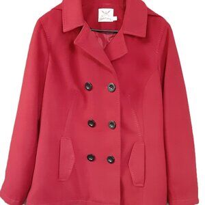 Old Navy Woman's Lined Coat Size XL, Red, Removable Hood, Button Closure